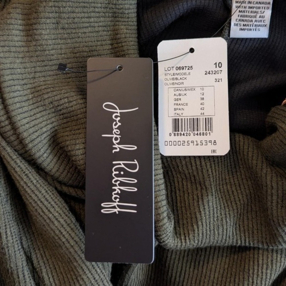 Joseph Ribkoff Needle Rib Cocoon Dress Olive Black Zip NWT 10 - Picture 10 of 11